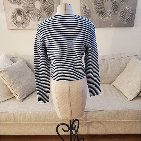 Akris Punto Stripe Crop Cardigan sz 10 - Picture 10 of 15